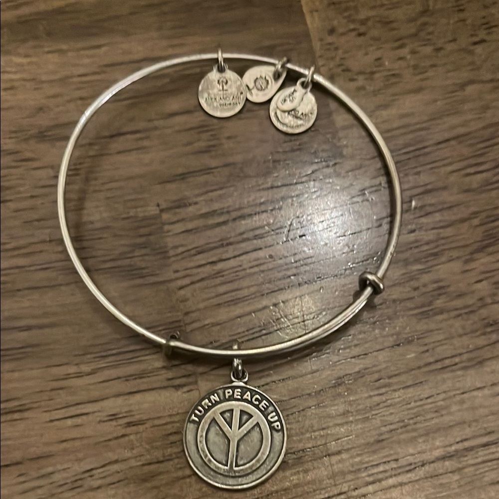 Alex and Ani Silver Peace Symbol Bangle